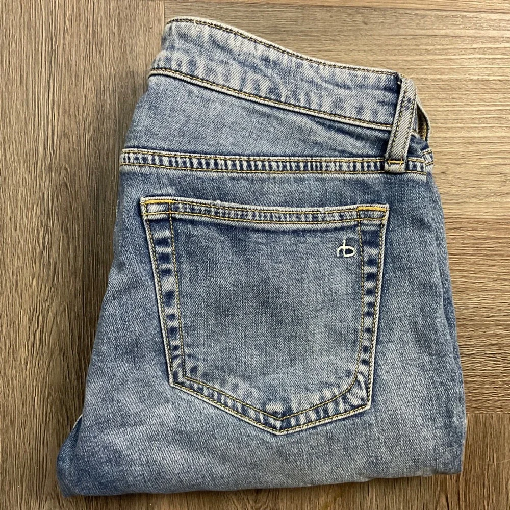 Rag & Bone Dre Low‎ Rise Slim Boyfriend Denim Jeans Blue Womens 24 Blue Boho Y2K